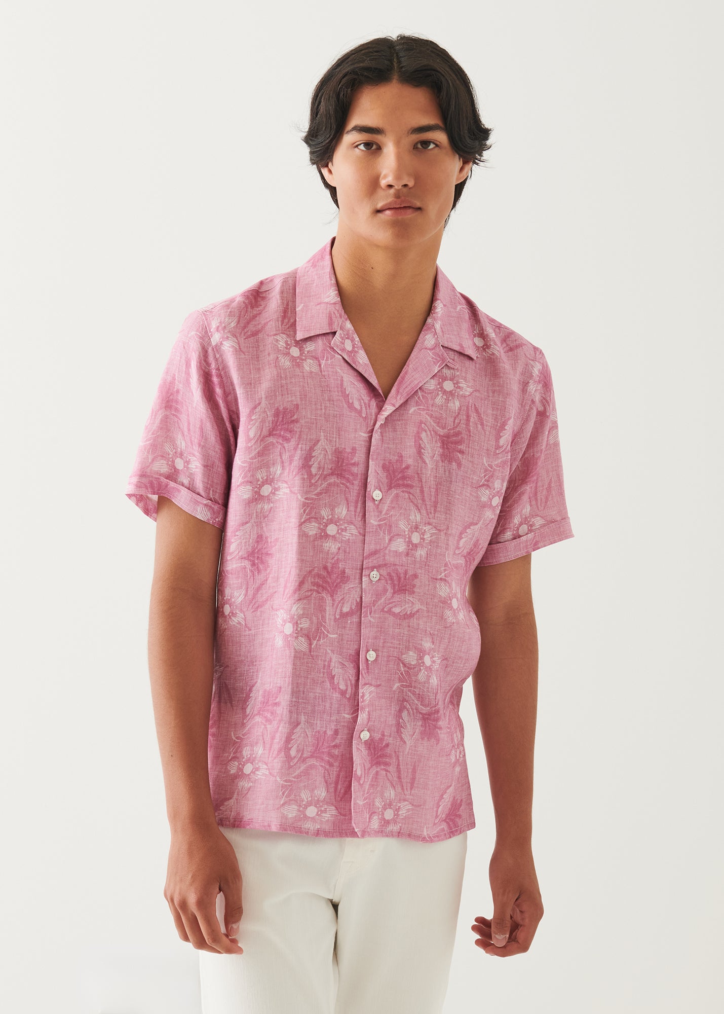 Linen Camp Collar Floral Shirt