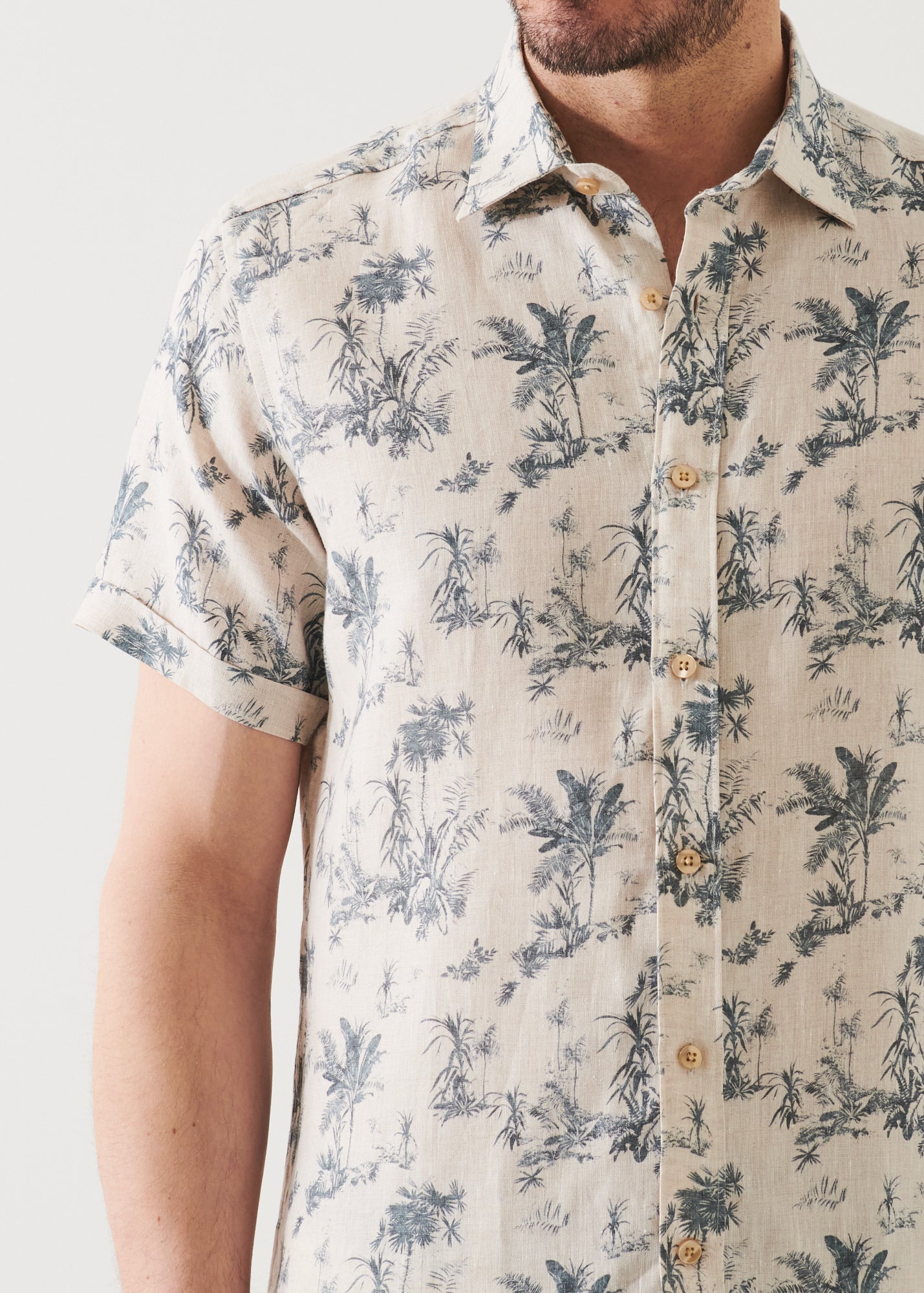 Palm Tree Print Linen Shirt