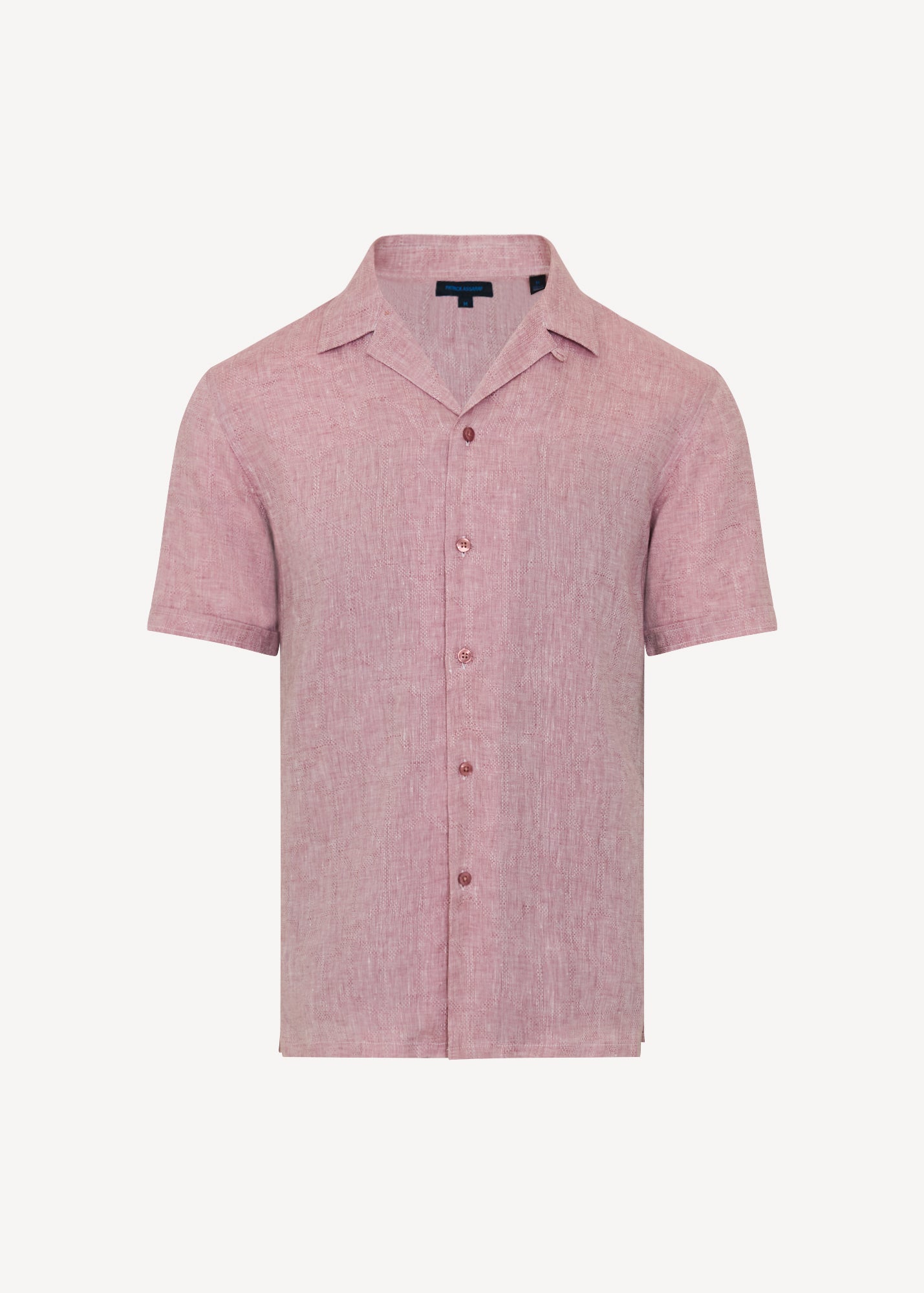 Geometric Jacquard Linen Camp Collar Shirt