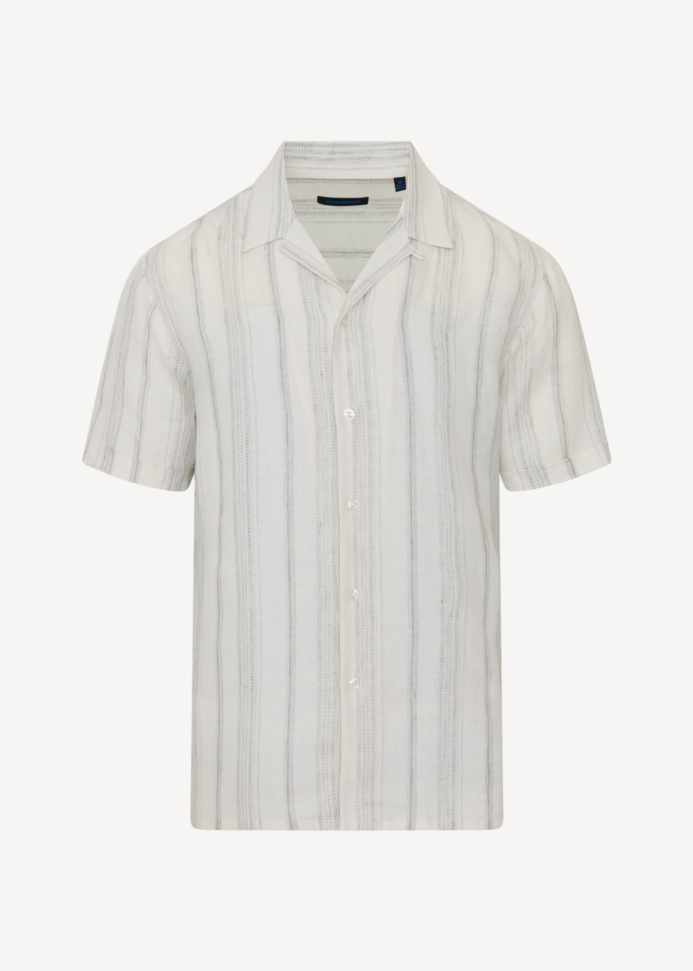 Dobby Stripe Linen Camp Collar Shirt