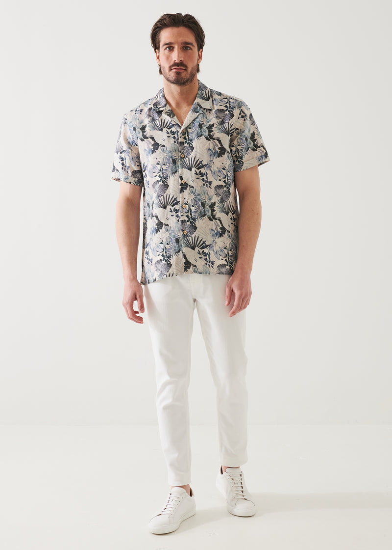 Tropical Print Linen Shirt