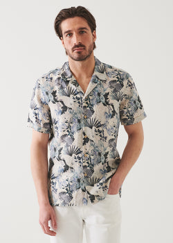 Tropical Print Linen Shirt