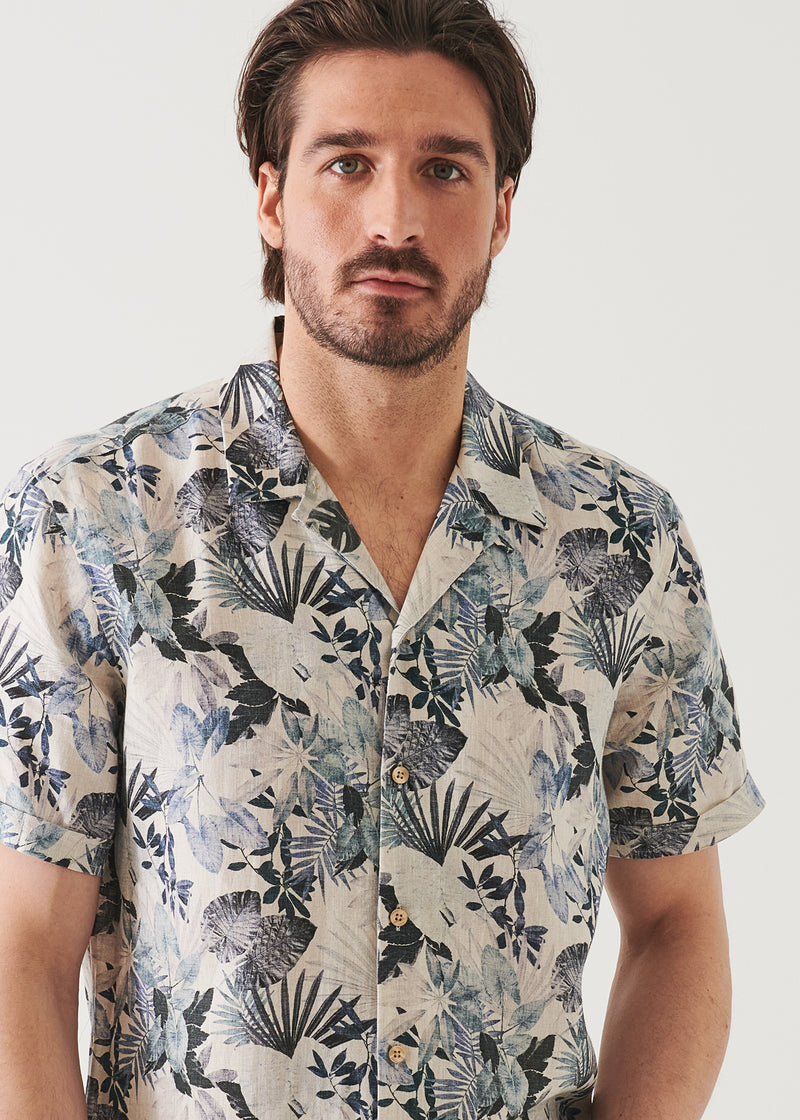 TROPICAL PRINT LINEN SHIRT