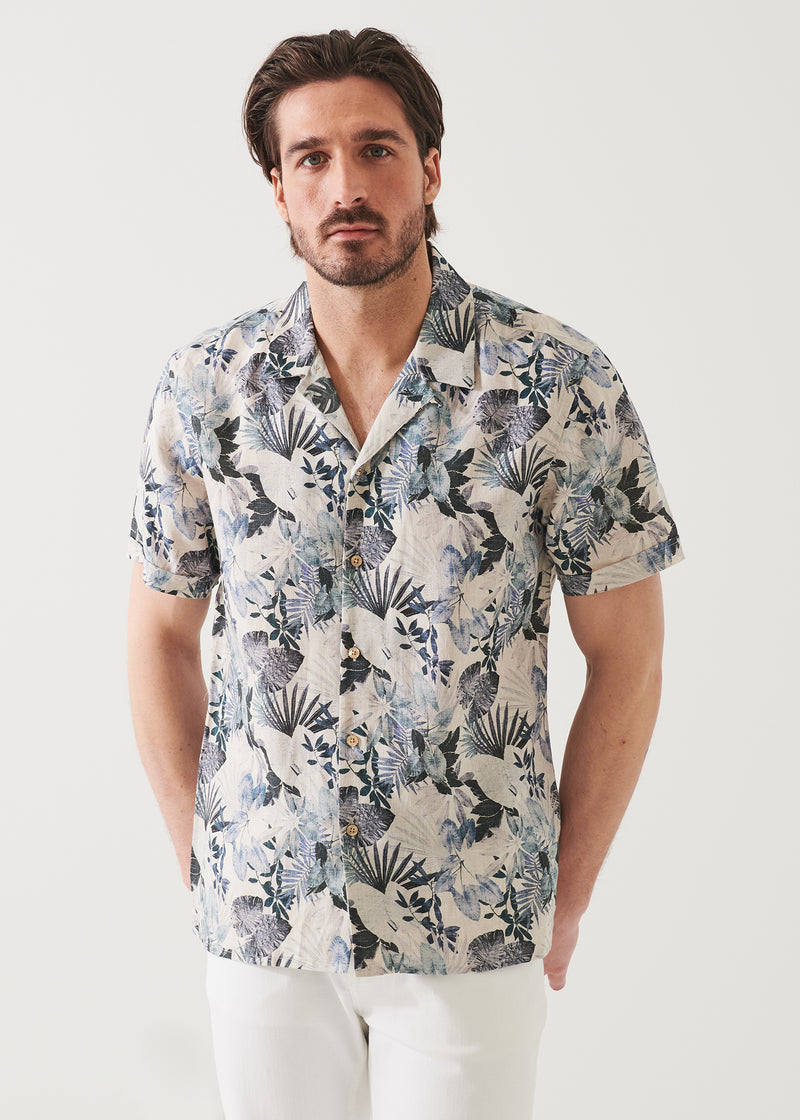 Tropical Print Linen Shirt