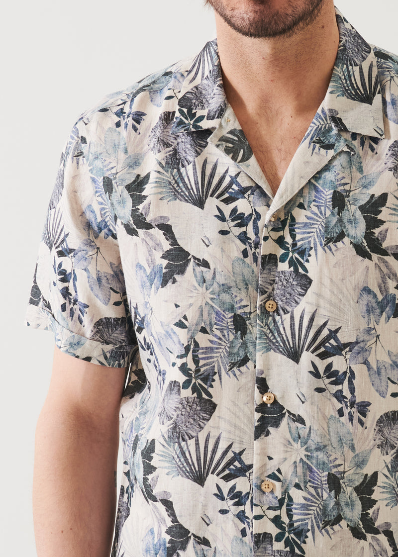 Tropical Print Linen Shirt