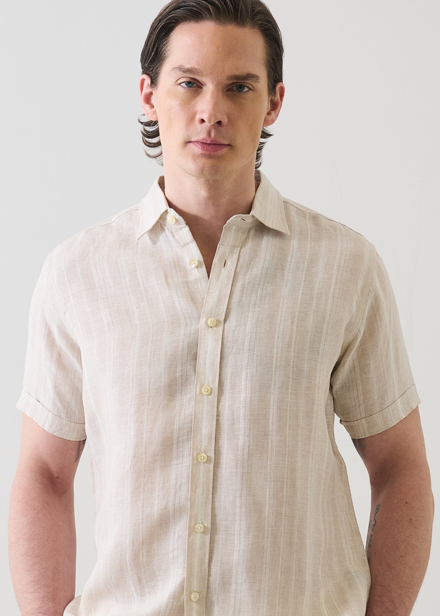 Jacquard Stripe Linen Shirt - PATRICK ASSARAF
