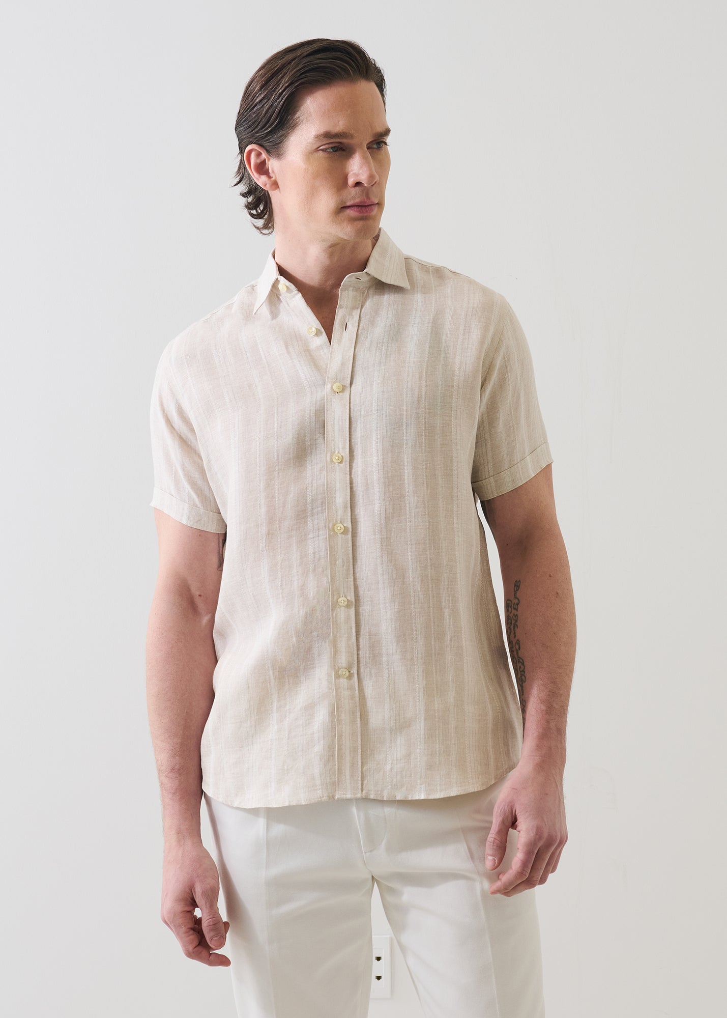 Jacquard Stripe Linen Shirt - PATRICK ASSARAF