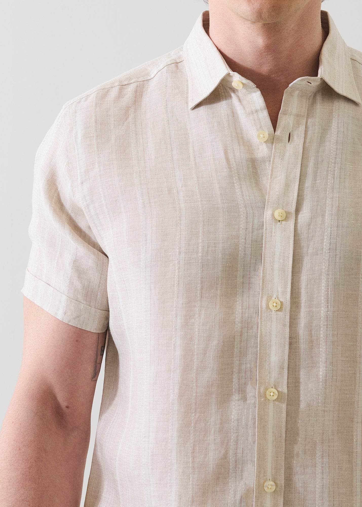 Jacquard Stripe Linen Shirt - PATRICK ASSARAF