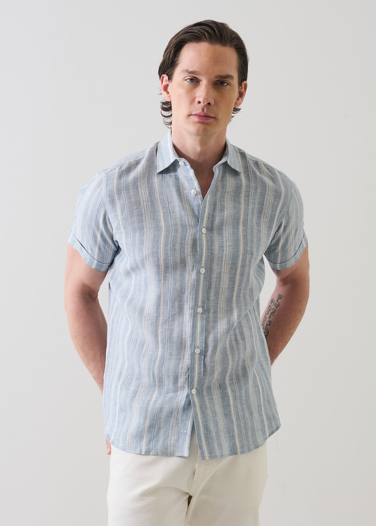 Jacquard Stripe Linen Shirt - PATRICK ASSARAF