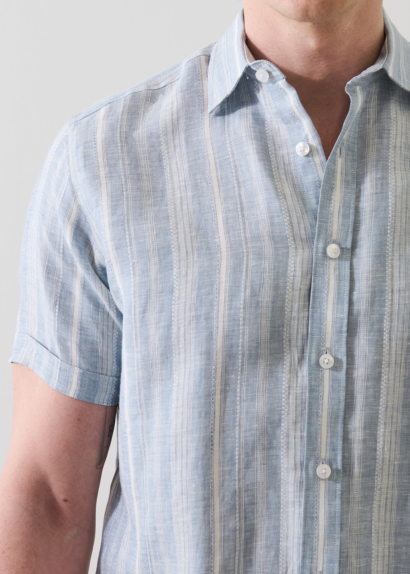 Jacquard Stripe Linen Shirt - PATRICK ASSARAF