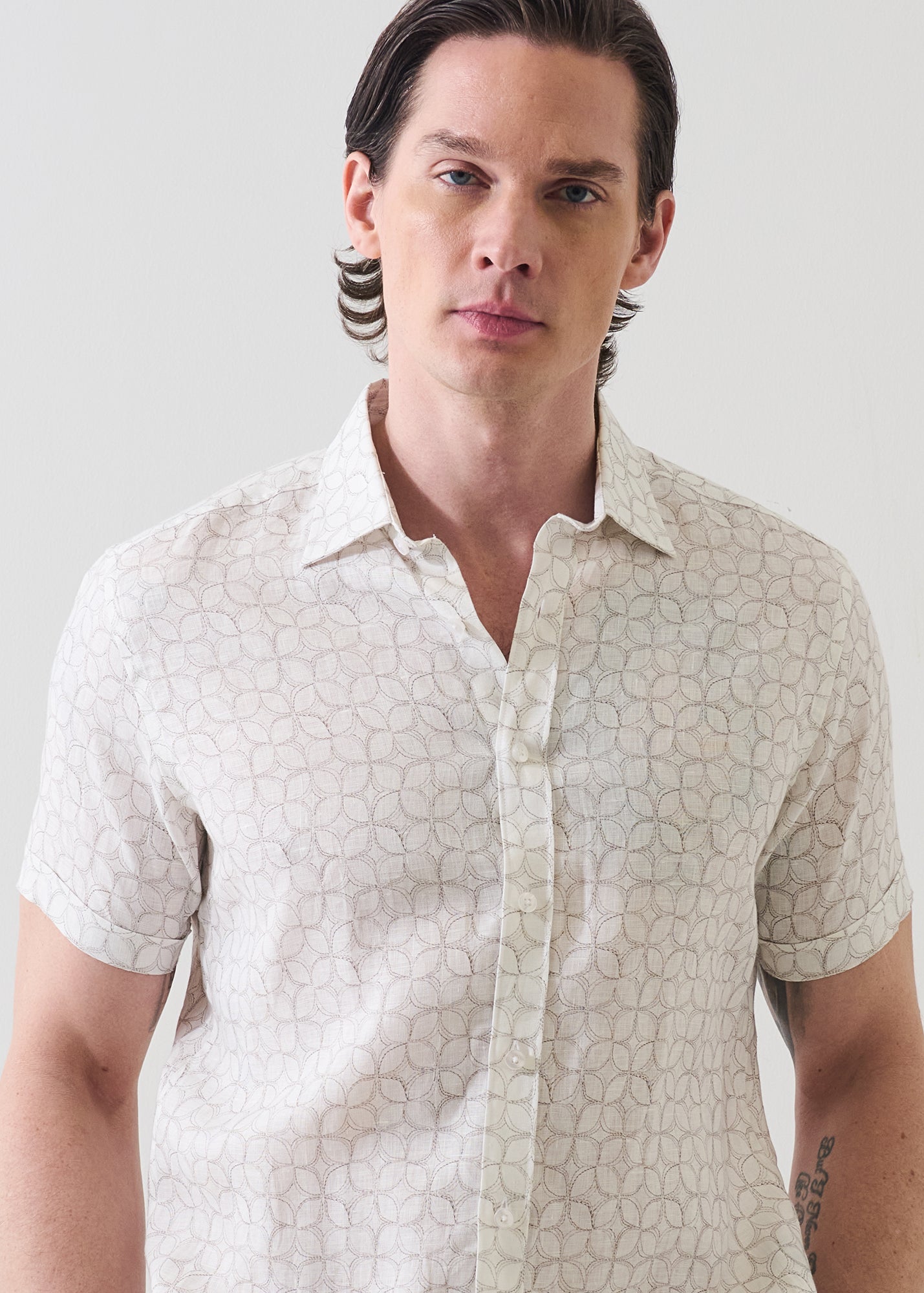 Geometric Print Linen Shirt - PATRICK ASSARAF