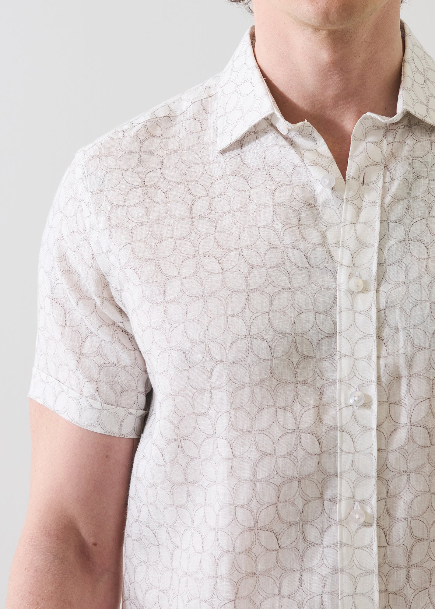 Geometric Print Linen Shirt - PATRICK ASSARAF
