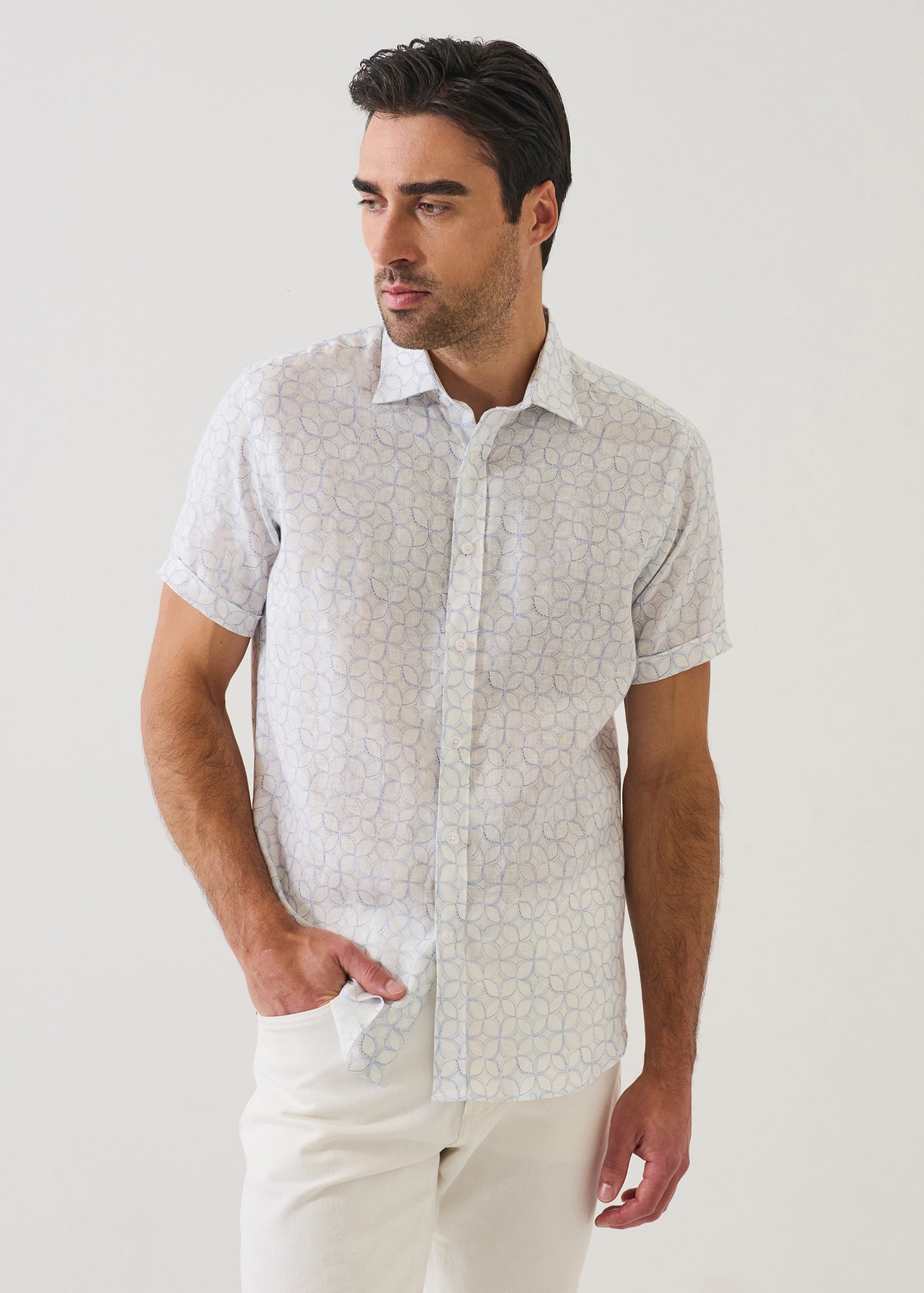 Geometric Print Linen Shirt