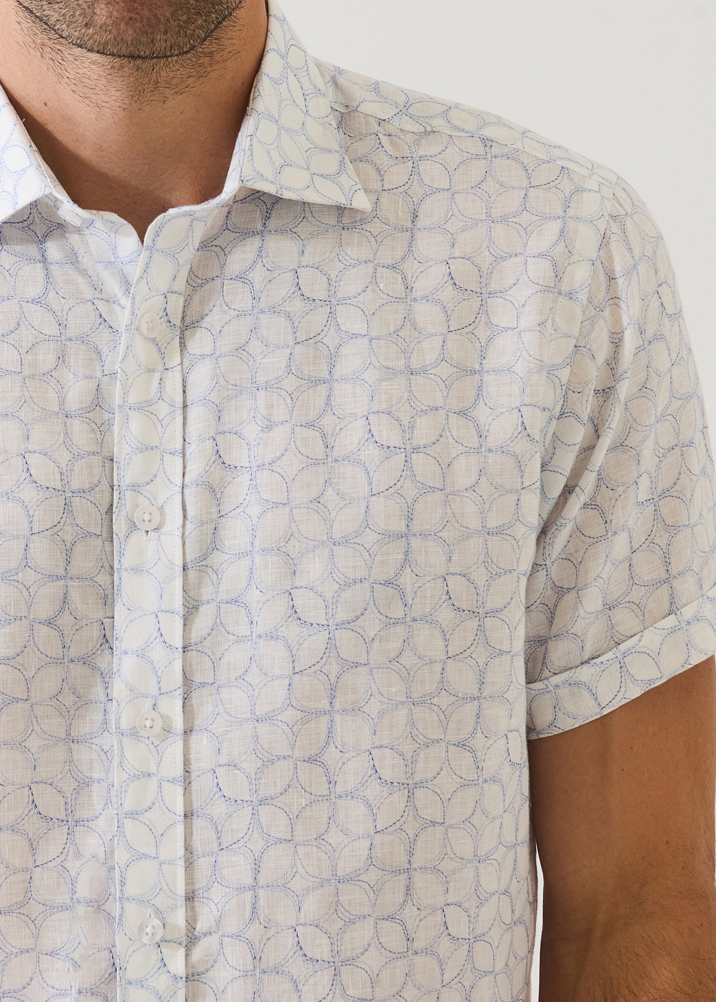 Geometric Print Linen Shirt