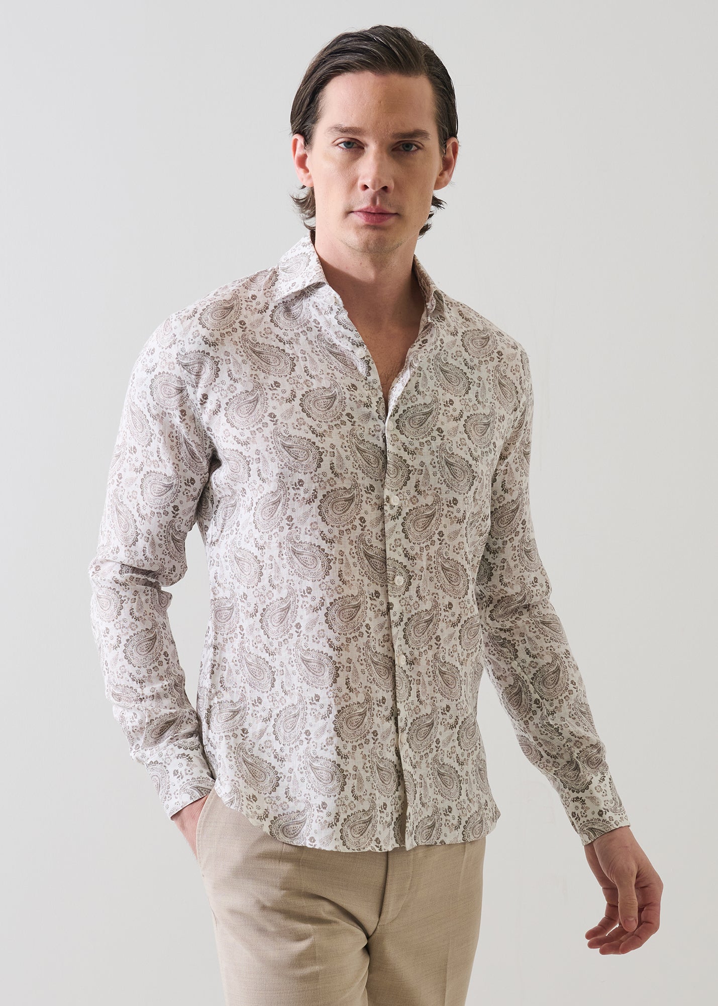 Paisley Print Linen Shirt - PATRICK ASSARAF