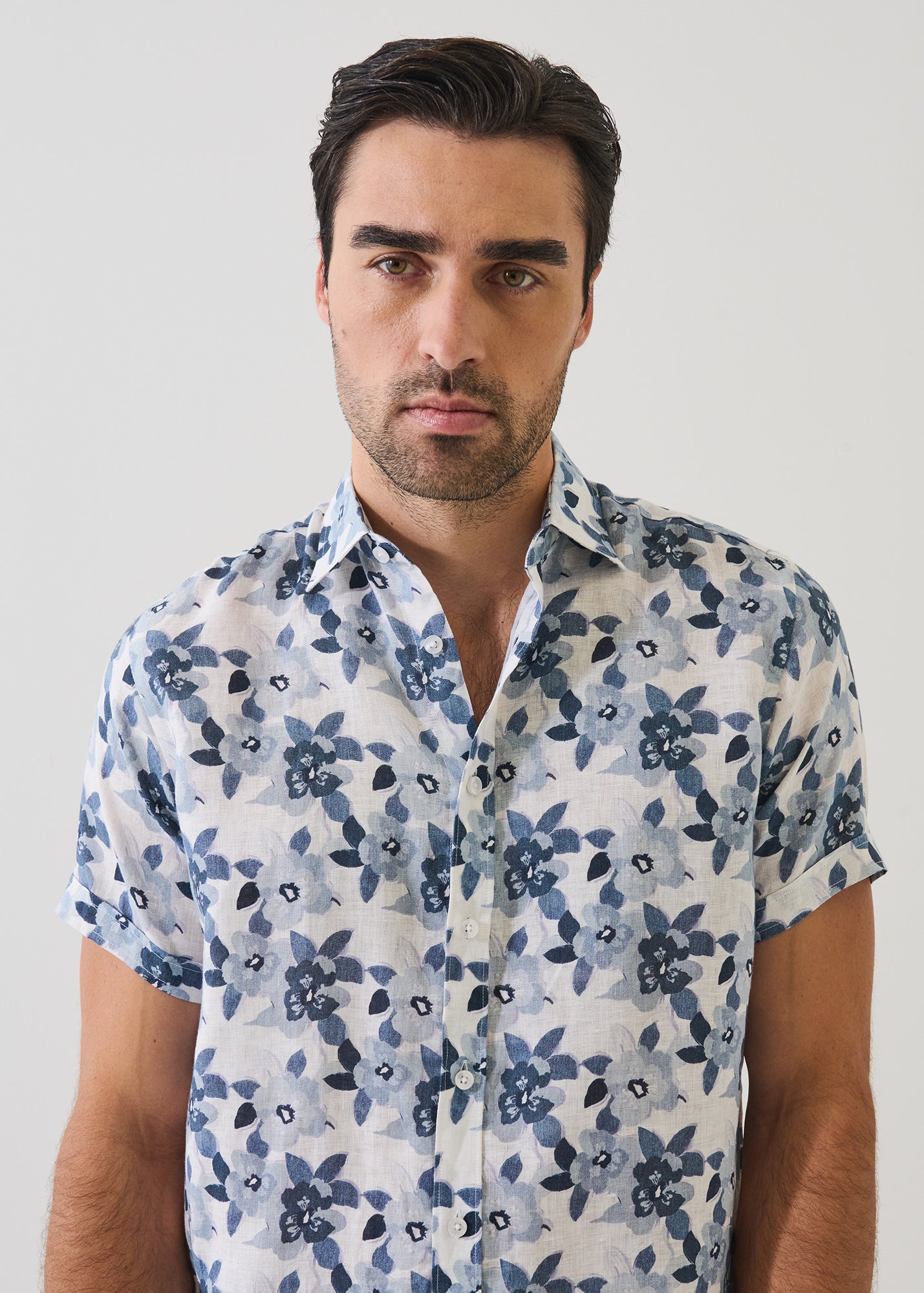 Watercolour Floral Print Linen Shirt