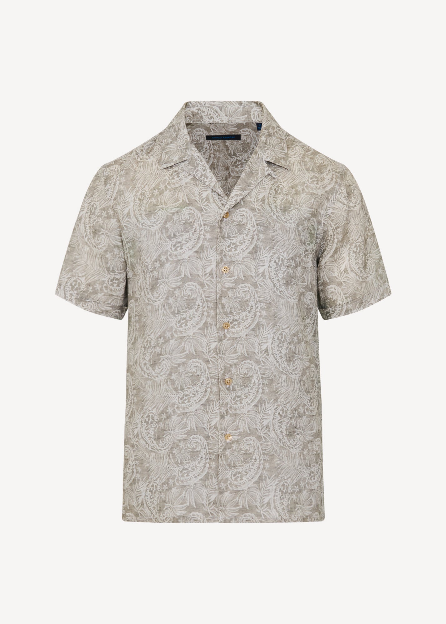Paisley Print Linen Camp Collar Shirt