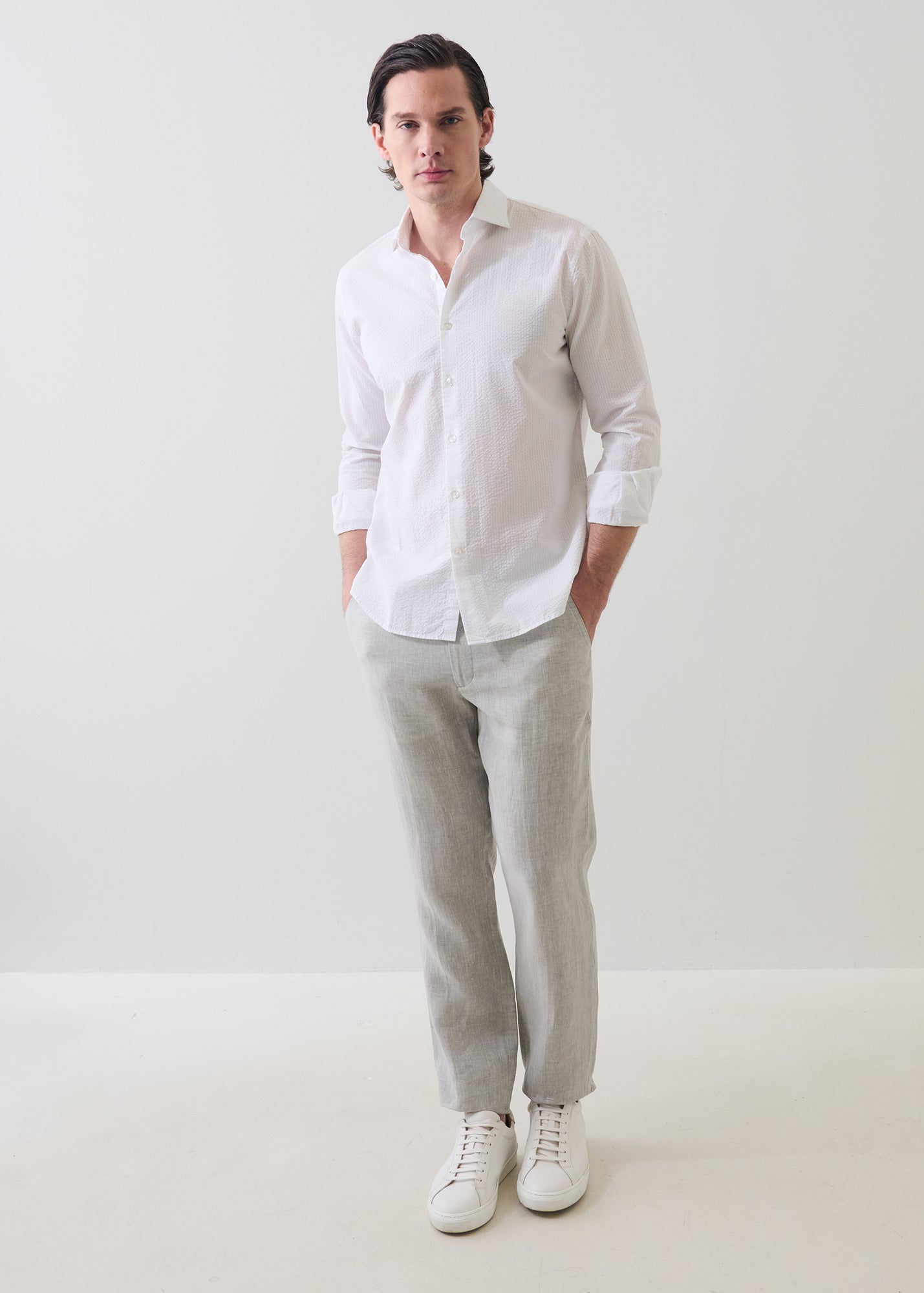 Seersucker Cotton Stretch Shirt - PATRICK ASSARAF