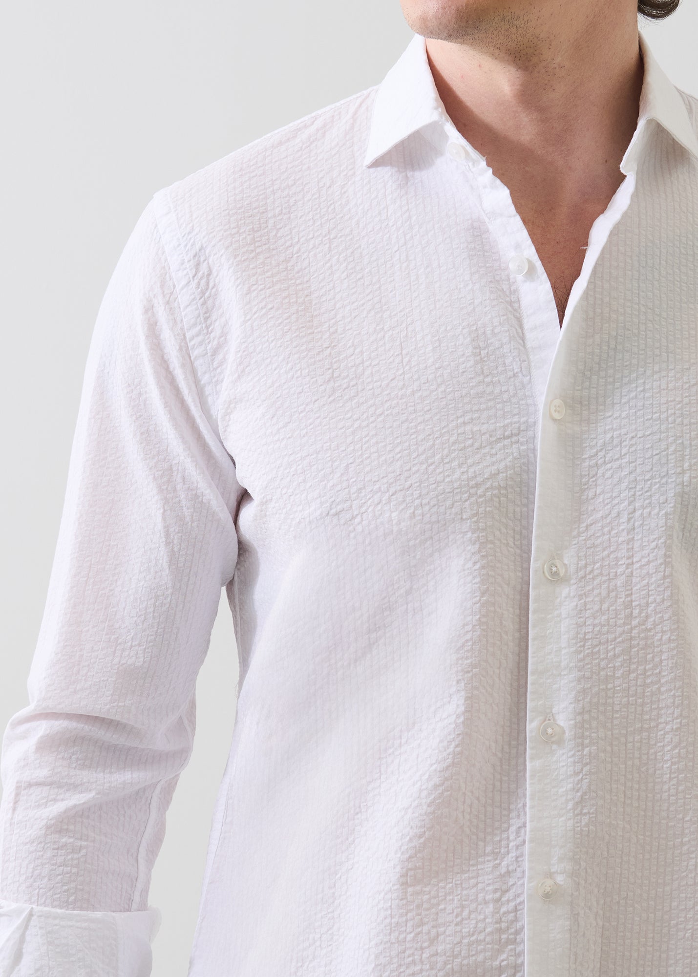 Seersucker Cotton Stretch Shirt - PATRICK ASSARAF
