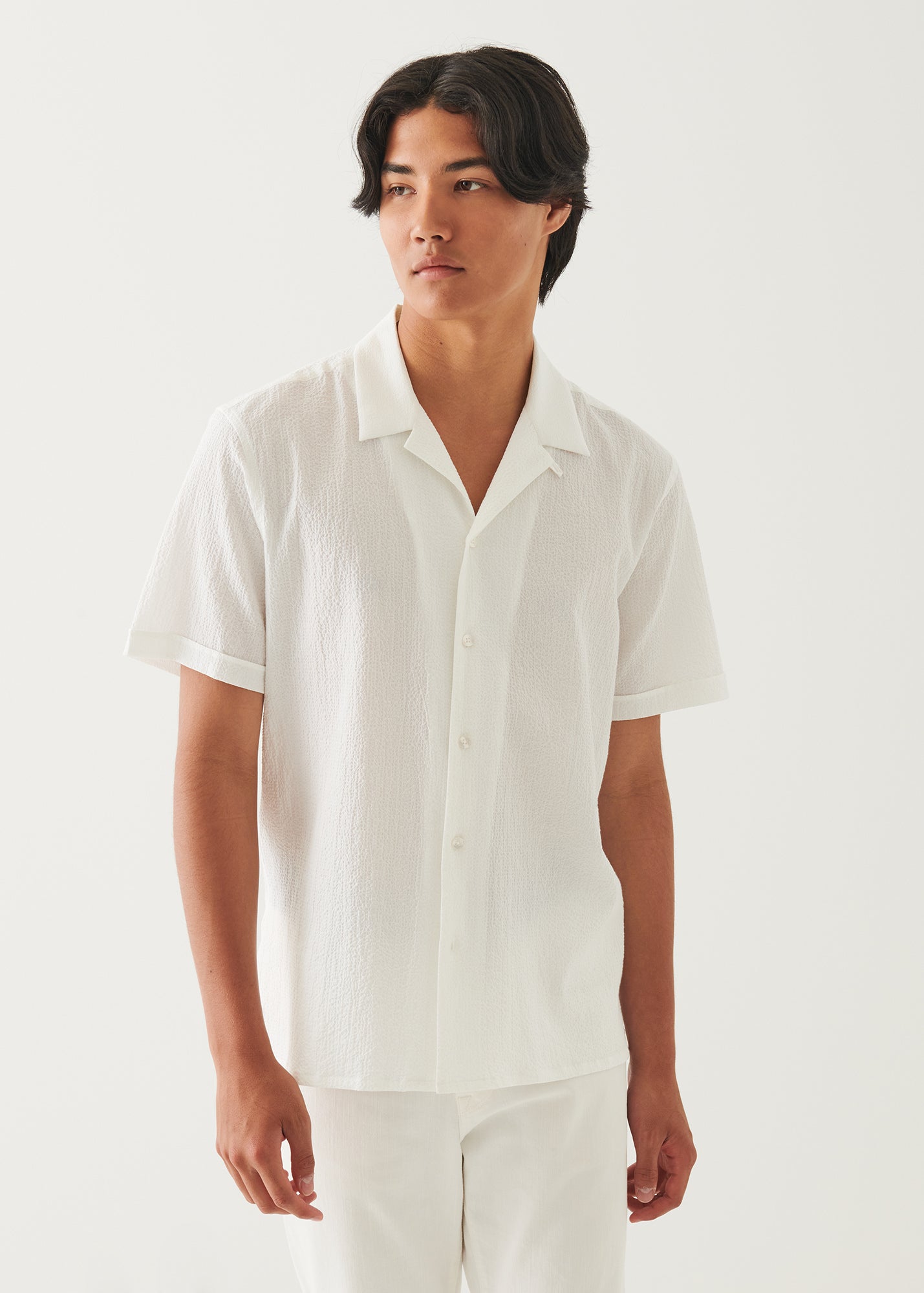 Cotton Stretch Camp Collar Shirt