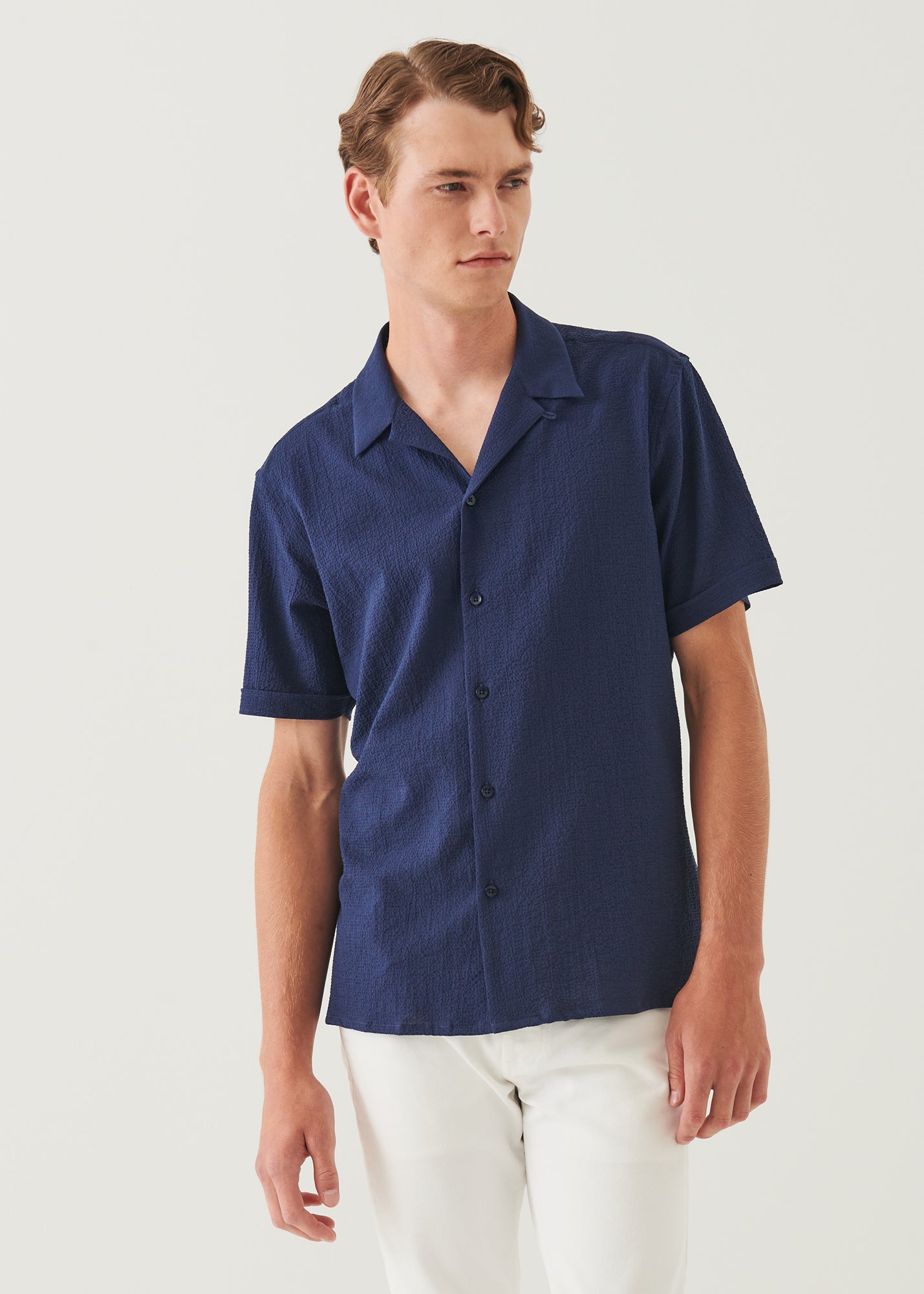 Cotton Stretch Camp Collar Shirt