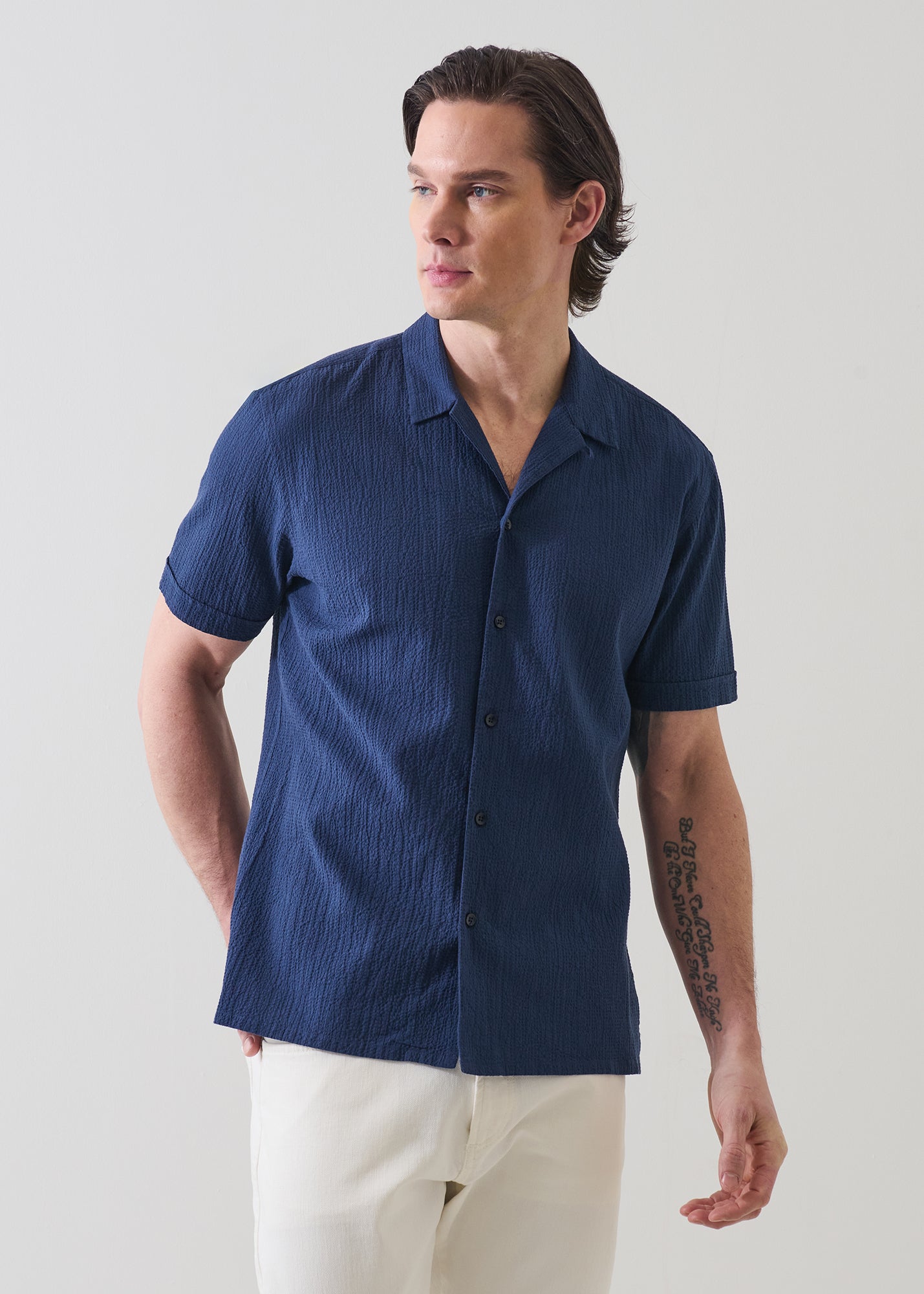 Seersucker Cotton Stretch Shirt - PATRICK ASSARAF