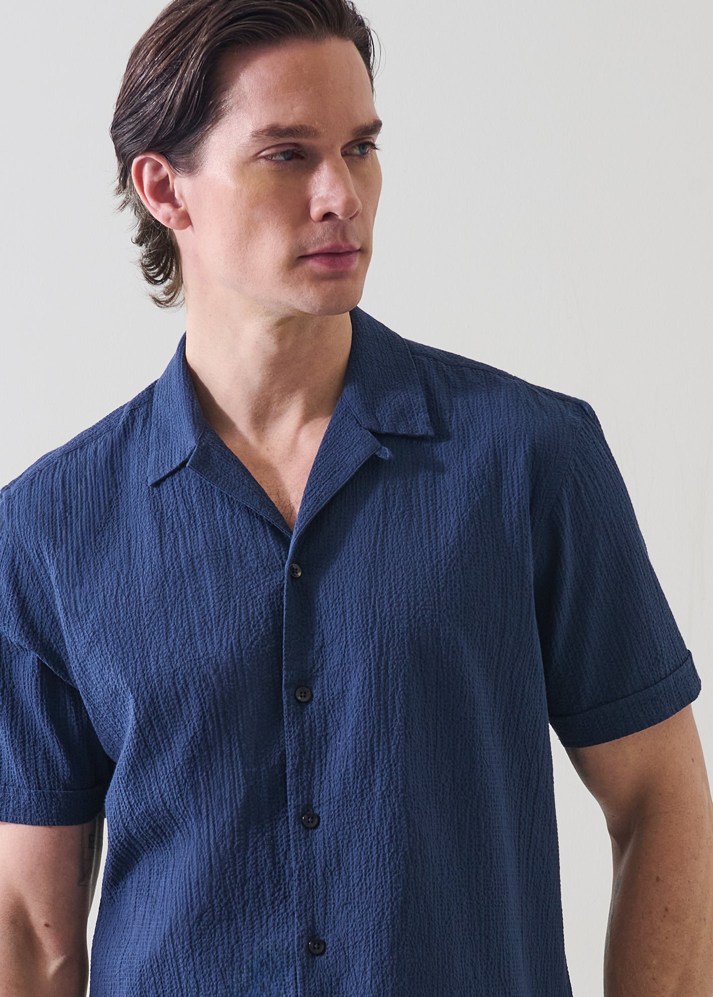 Seersucker Cotton Stretch Shirt - PATRICK ASSARAF