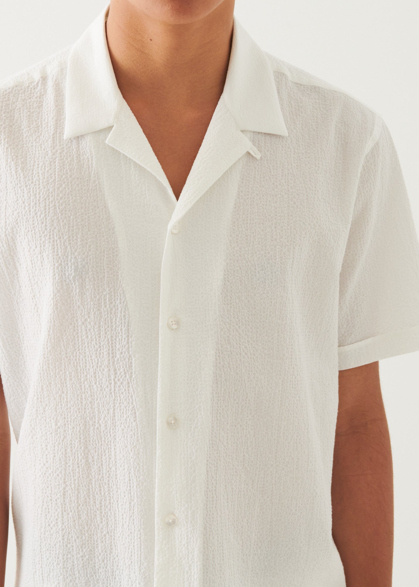 Cotton Stretch Camp Collar Shirt