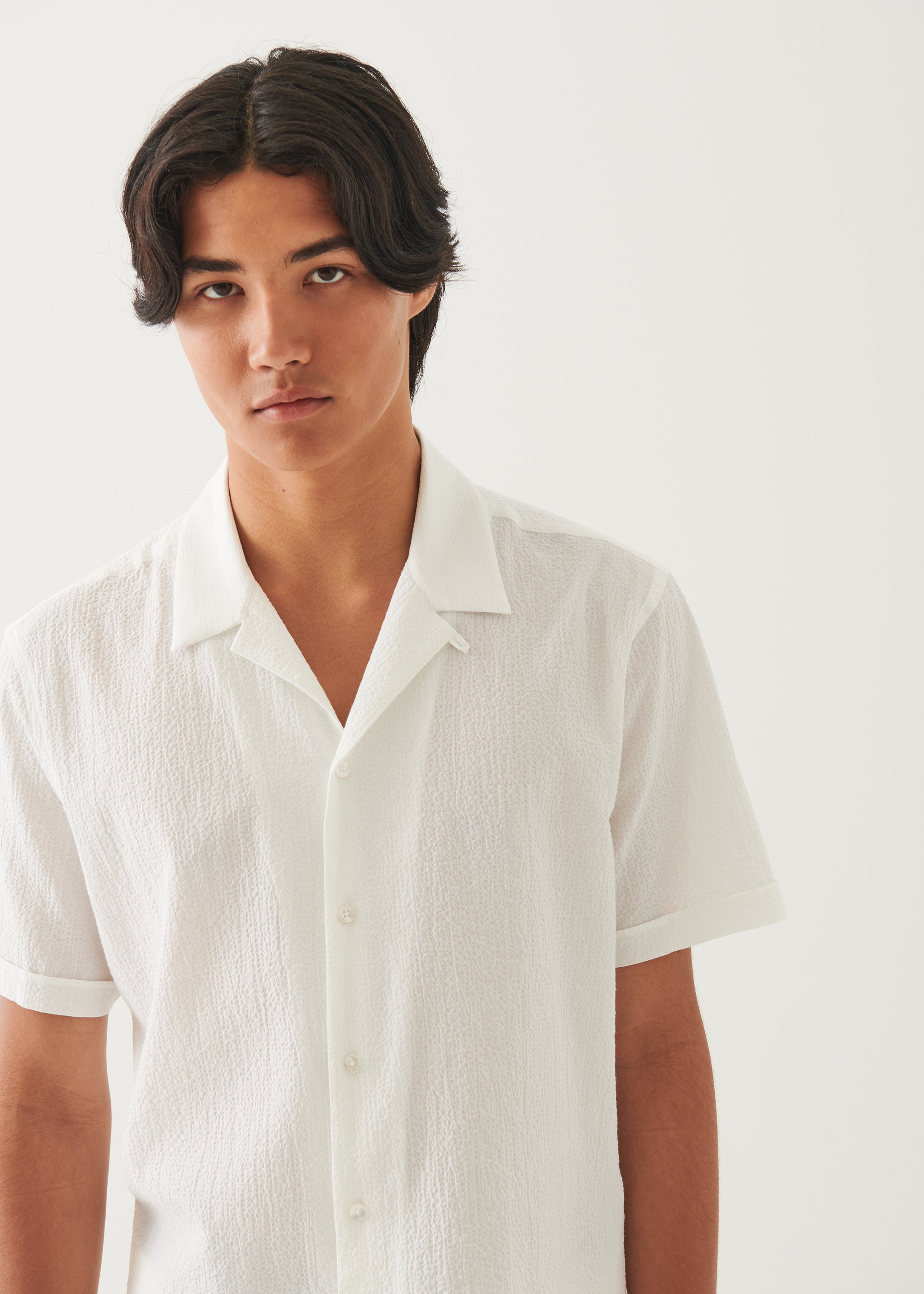 Cotton Stretch Camp Collar Shirt