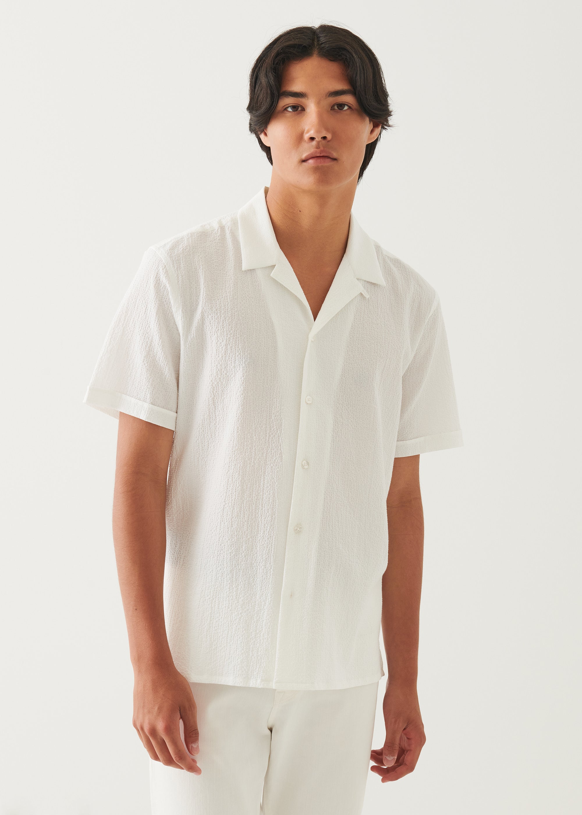 Cotton Stretch Camp Collar Shirt