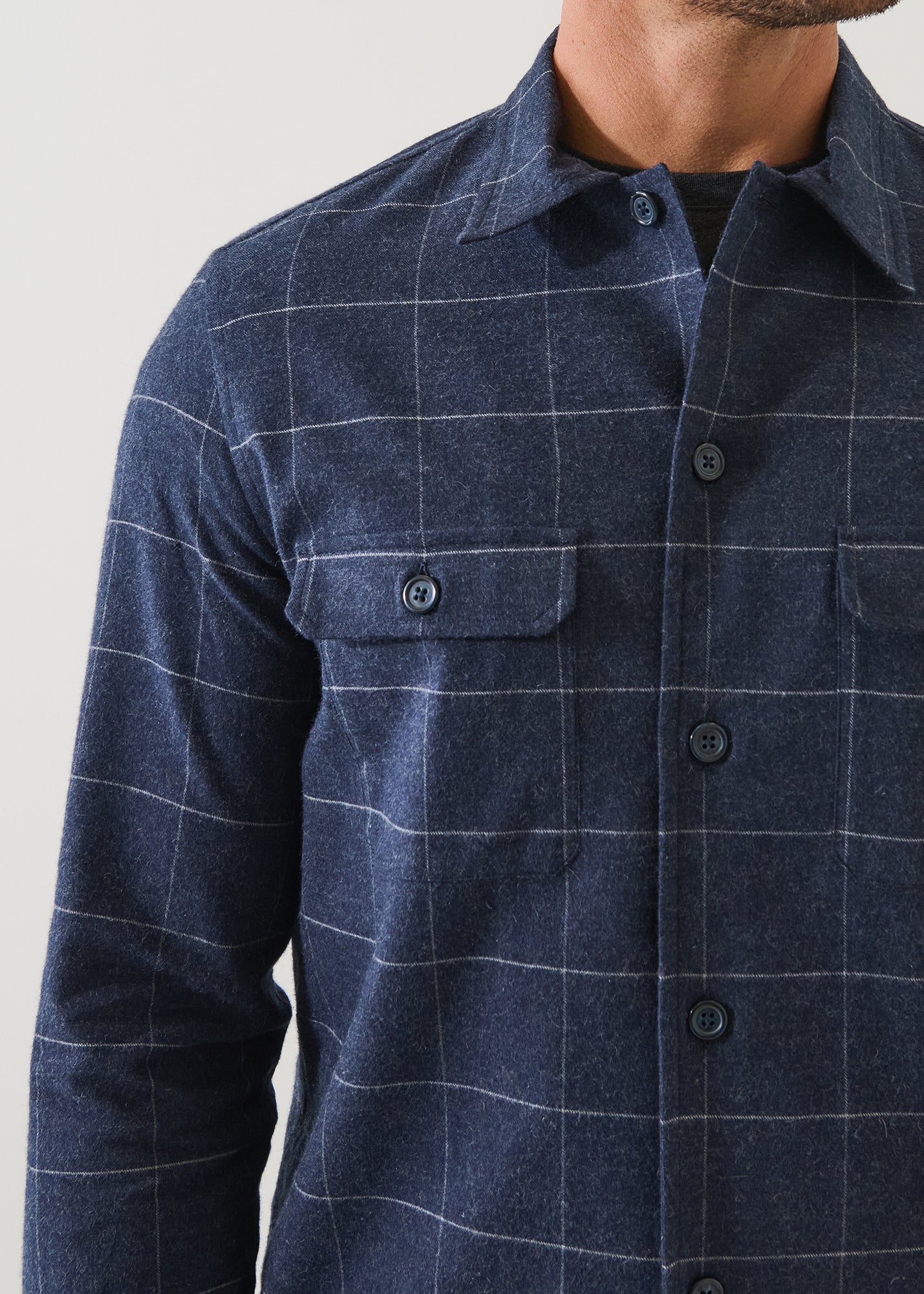 Wool Windowpane Utility Overshirt