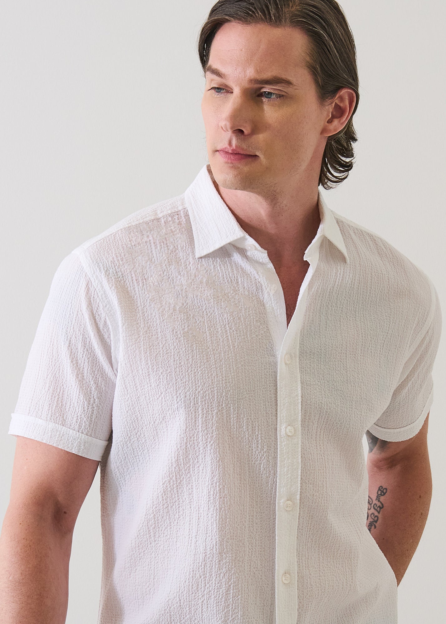 Seersucker Cotton Stretch Shirt - PATRICK ASSARAF