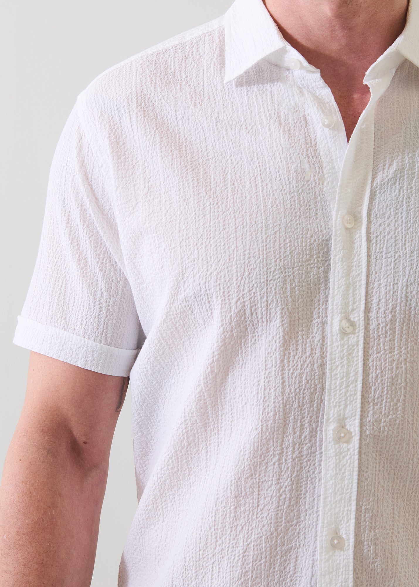 Seersucker Cotton Stretch Shirt - PATRICK ASSARAF
