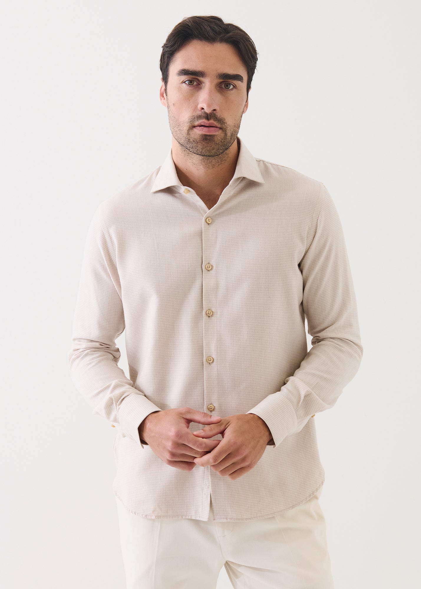 Mini Houndstooth Spread Collar Shirt