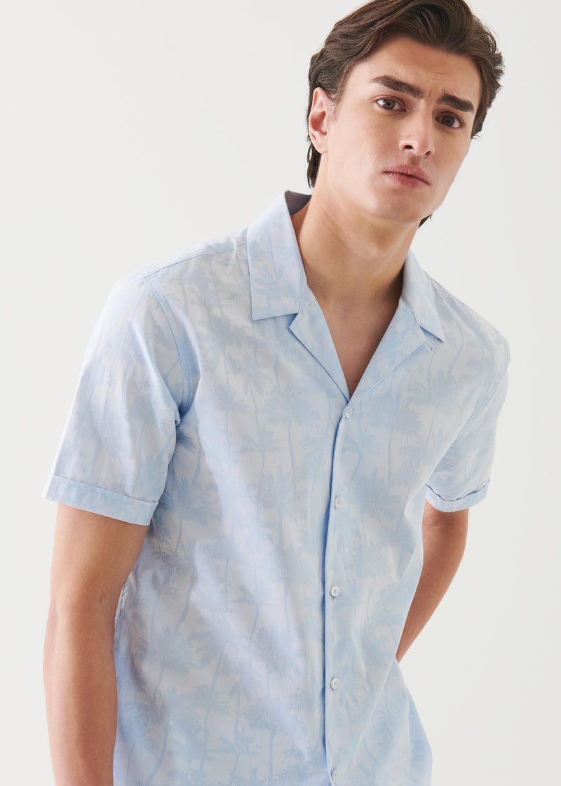 Palm Tree Print Cotton Shirt