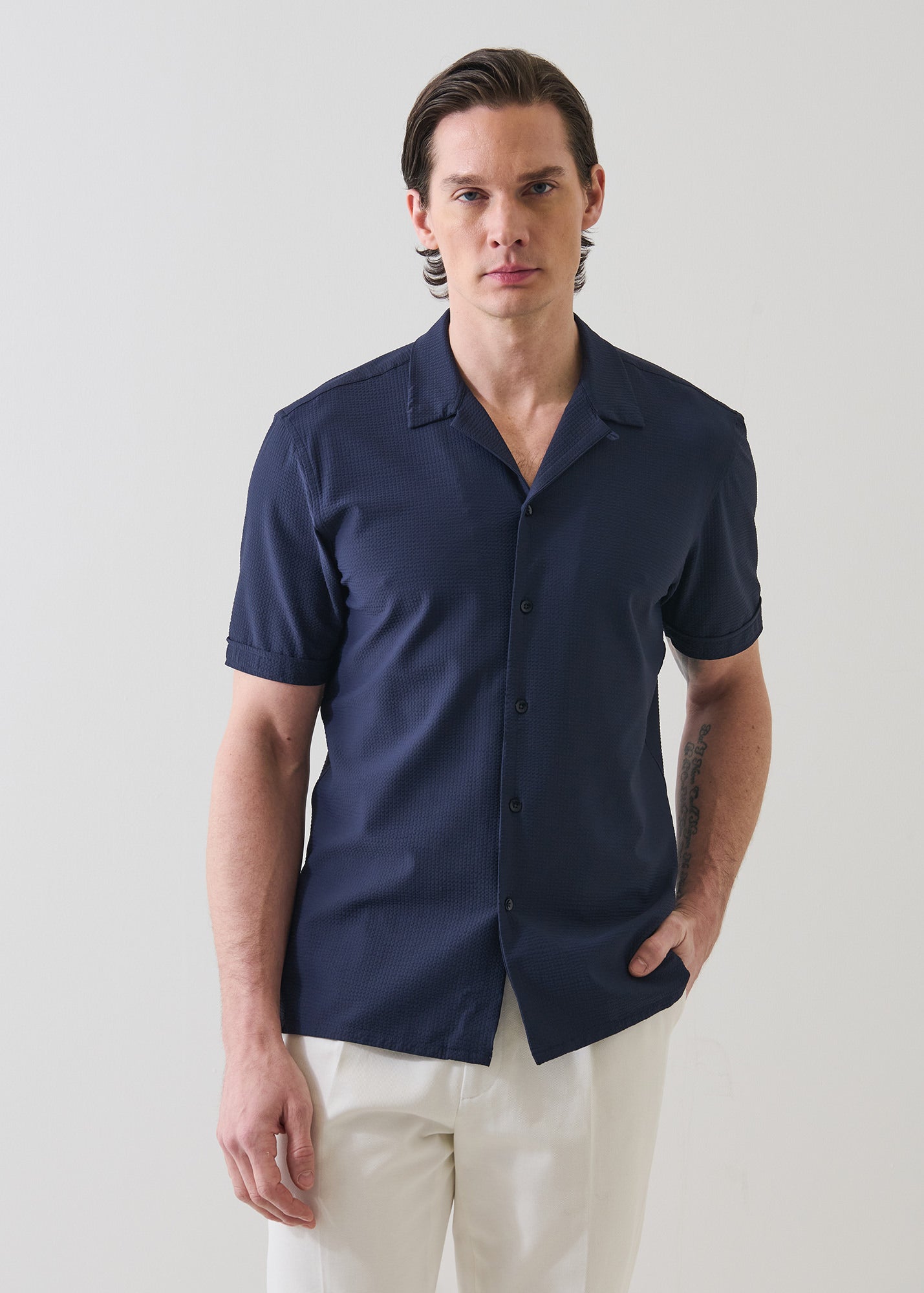 Seersucker Performance Stretch Shirt - PATRICK ASSARAF