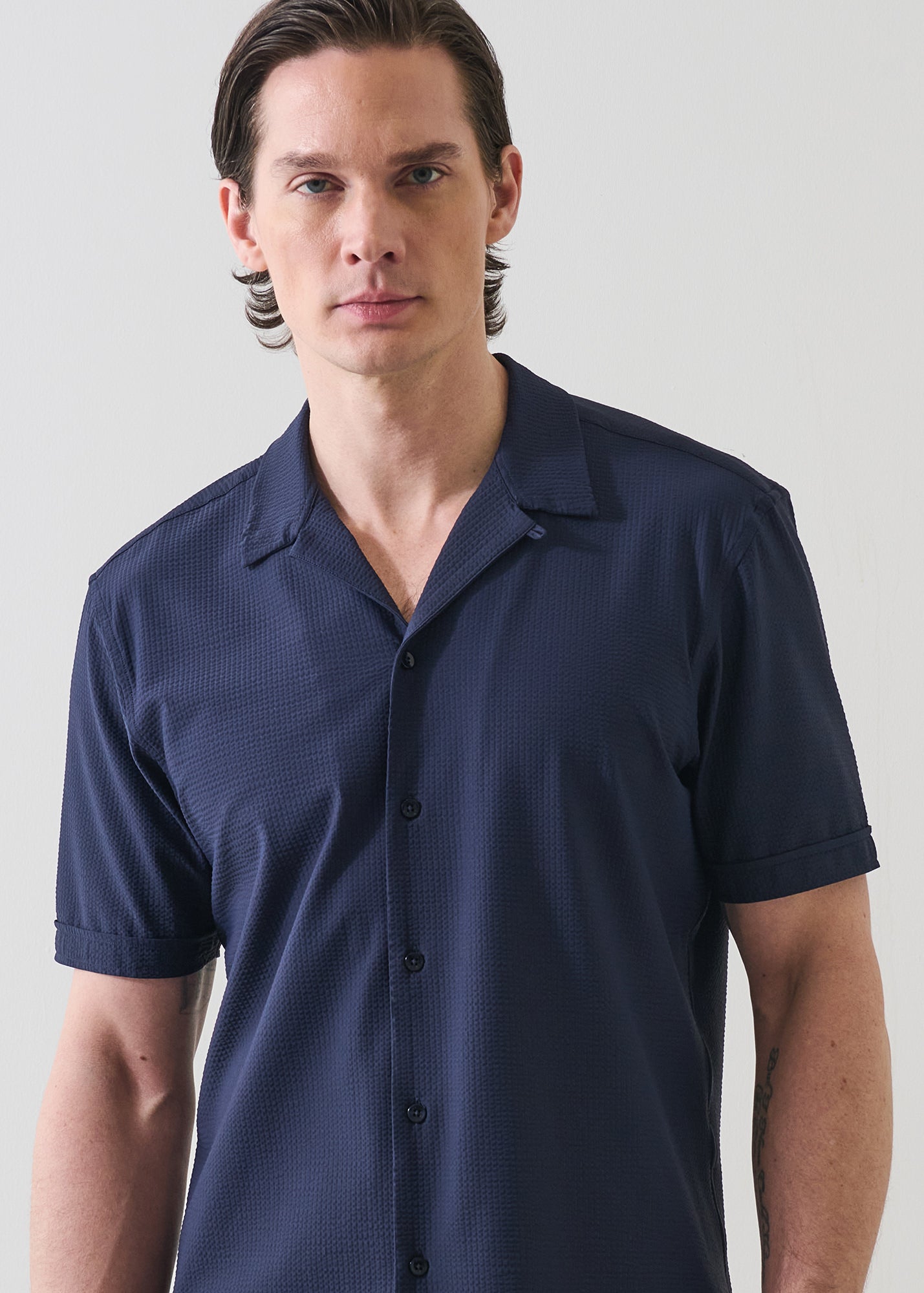 Seersucker Performance Stretch Shirt - PATRICK ASSARAF