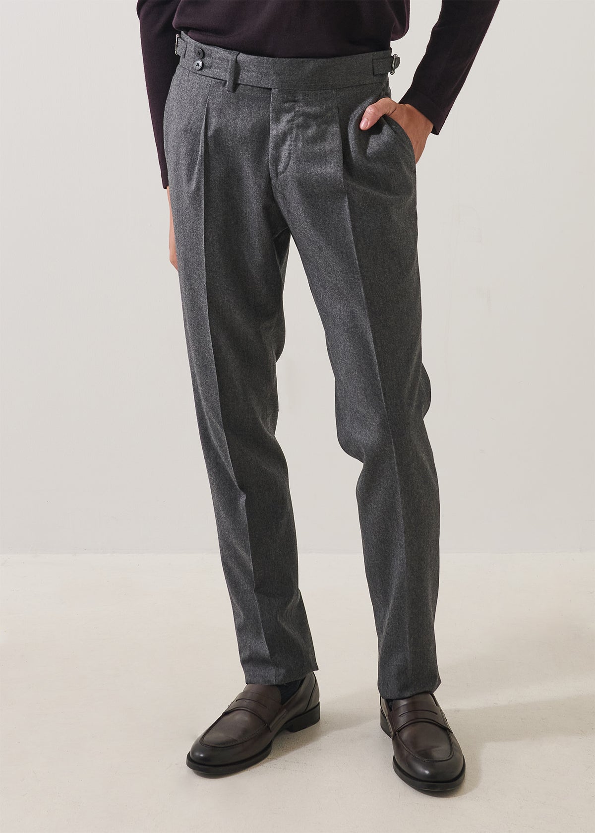 Wool Flannel Single Pleat Pant - PATRICK ASSARAF