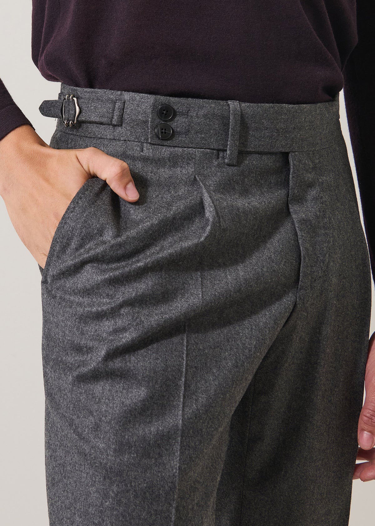 Wool Flannel Single Pleat Pant - PATRICK ASSARAF