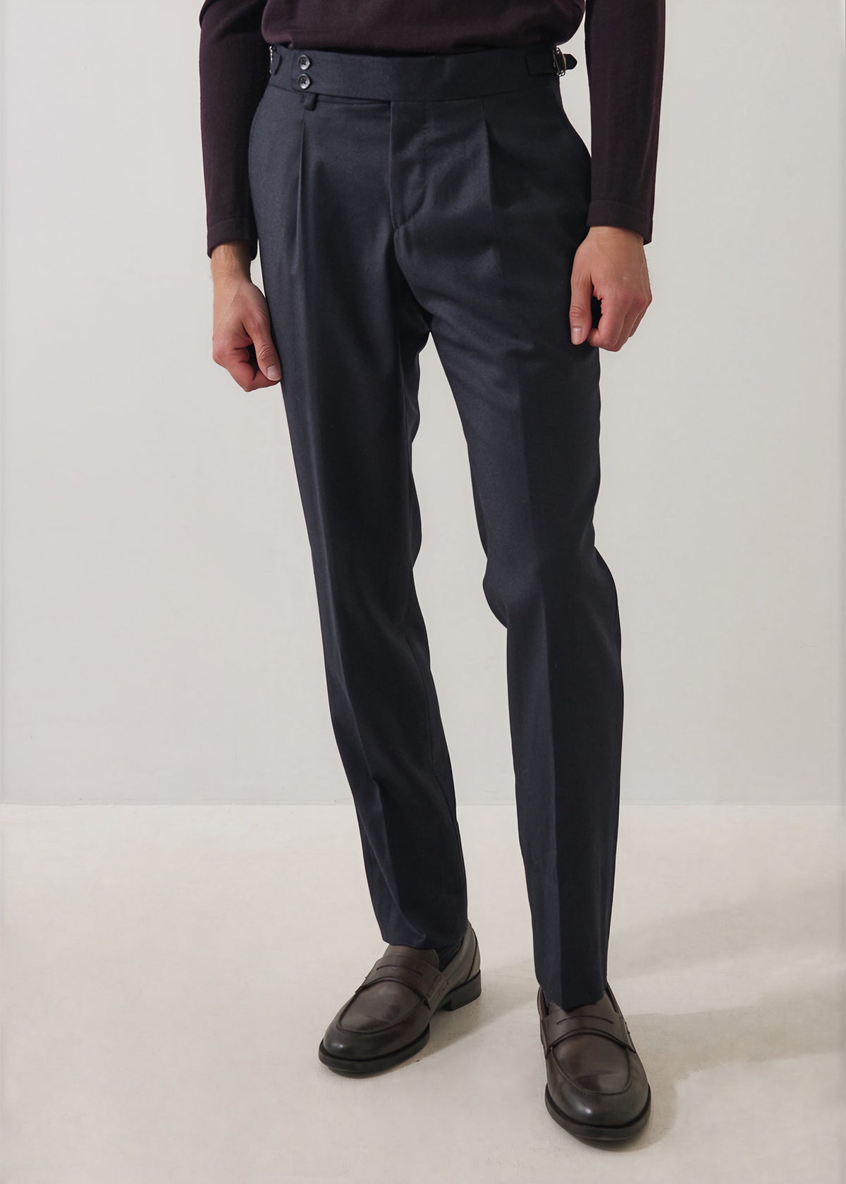 Wool Flannel Single Pleat Pant - PATRICK ASSARAF