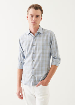 Cotton Blend Plaid Button Up Shirt