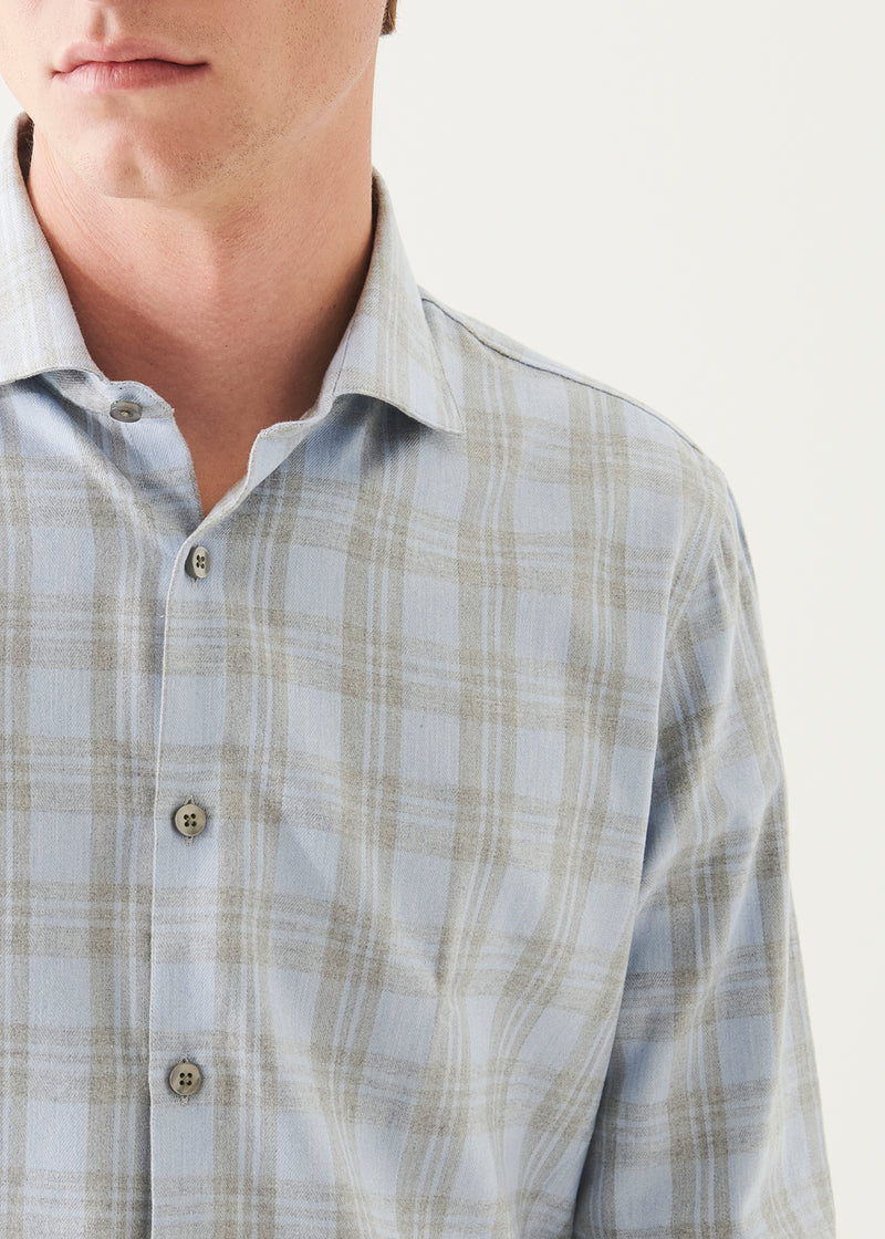 Cotton Blend Plaid Button Up Shirt