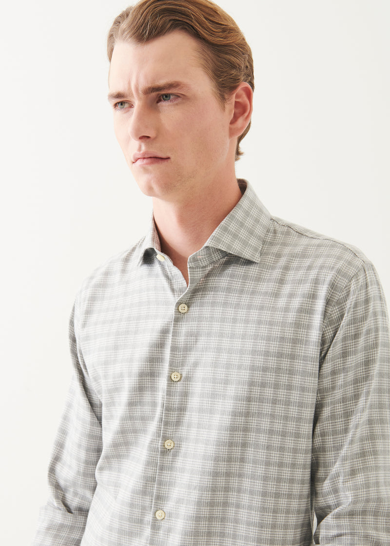 Cotton Blend Plaid Button Up Shirt