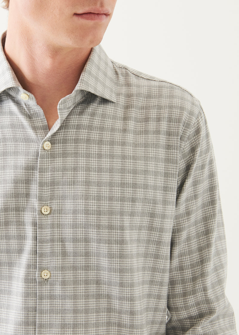 Cotton Blend Plaid Button Up Shirt