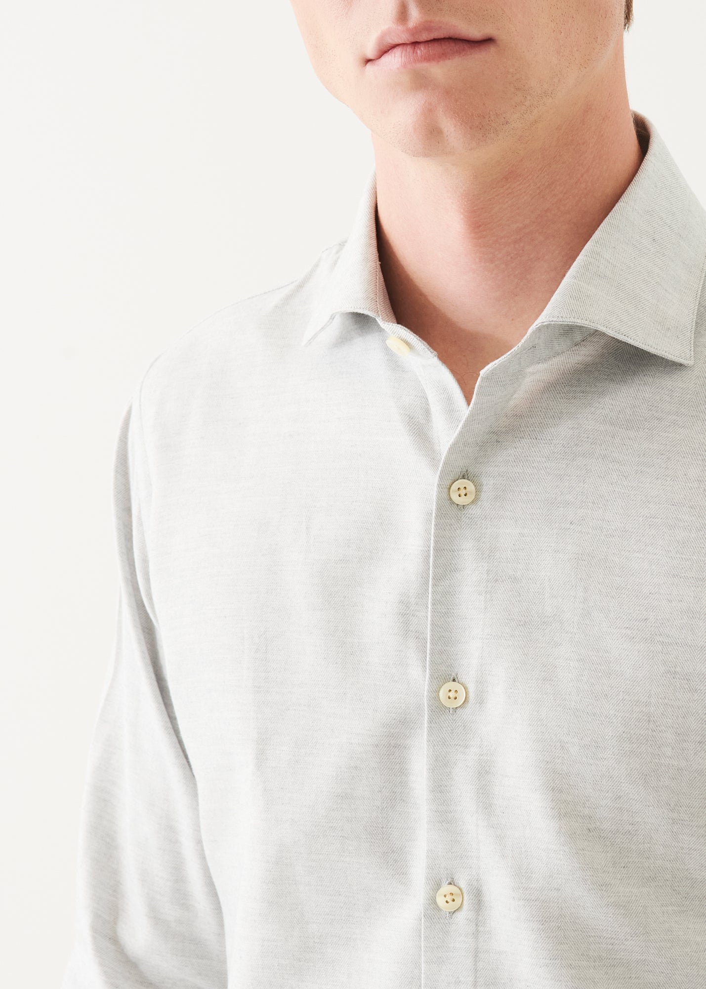 Cotton Blend Melange Button Up Shirt