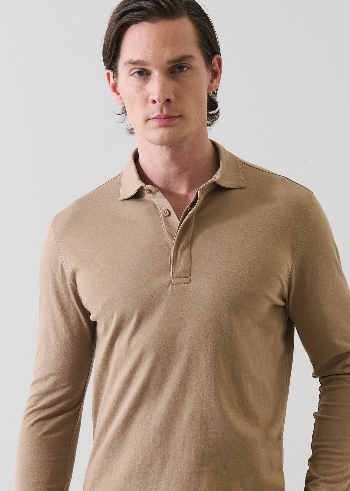 Organic Pima Cotton Long Sleeve Polo - PATRICK ASSARAF