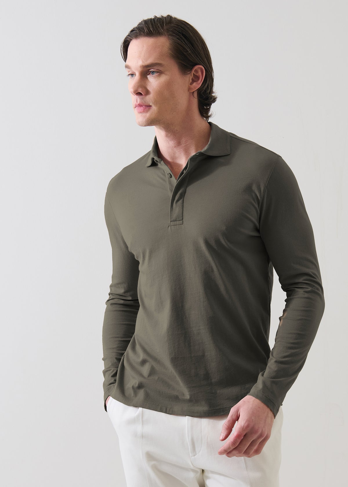Organic Pima Cotton Long Sleeve Polo - PATRICK ASSARAF