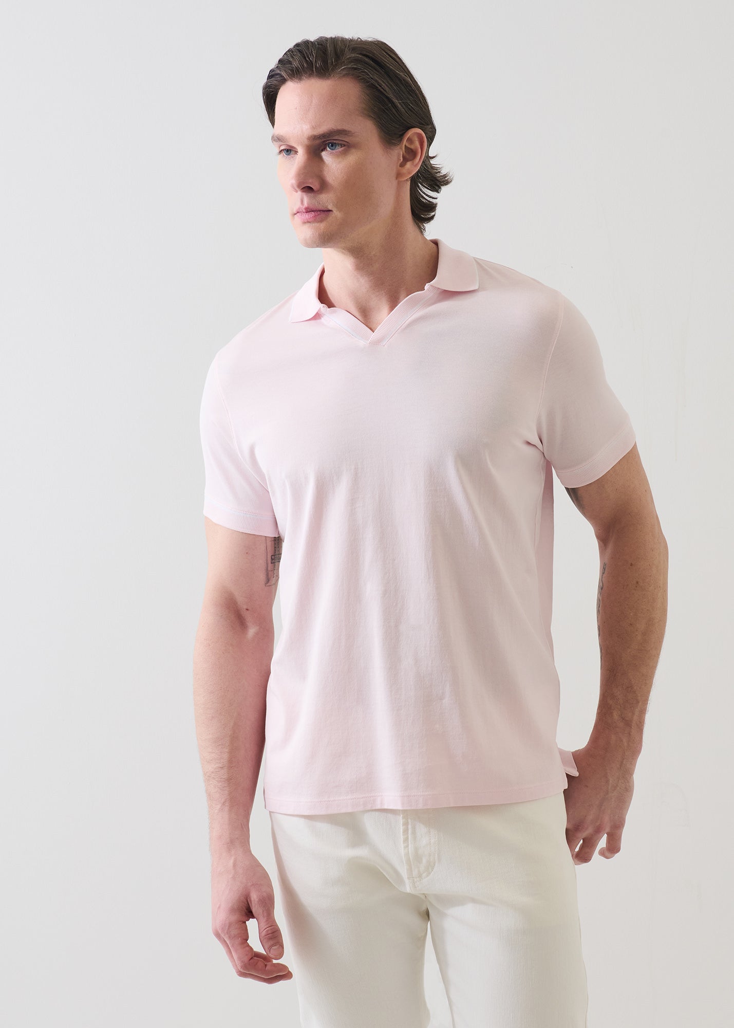 Mercerized Pima Cotton Tipped Open Polo - PATRICK ASSARAF