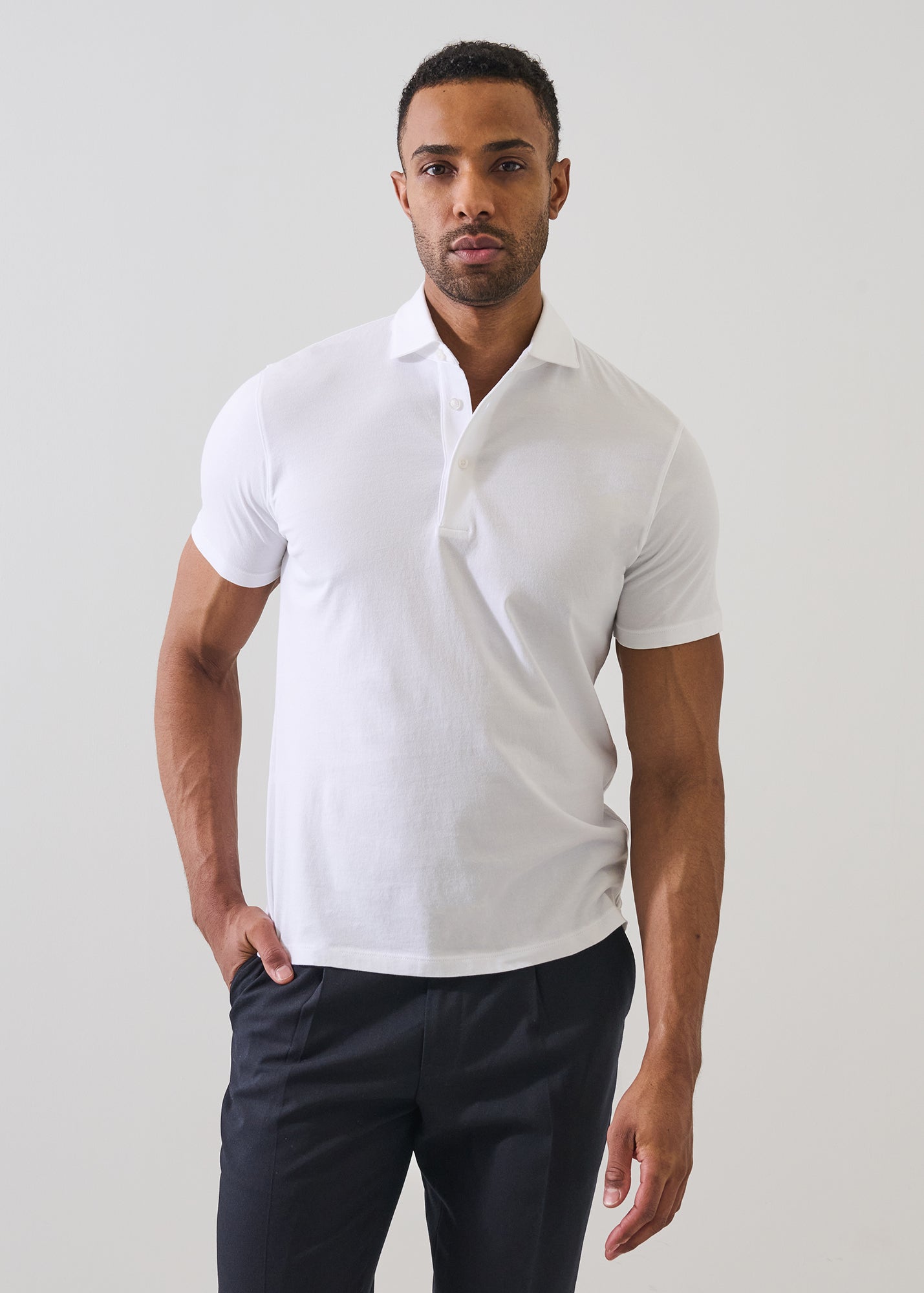 Mercerized Pima Cotton Button Polo - PATRICK ASSARAF