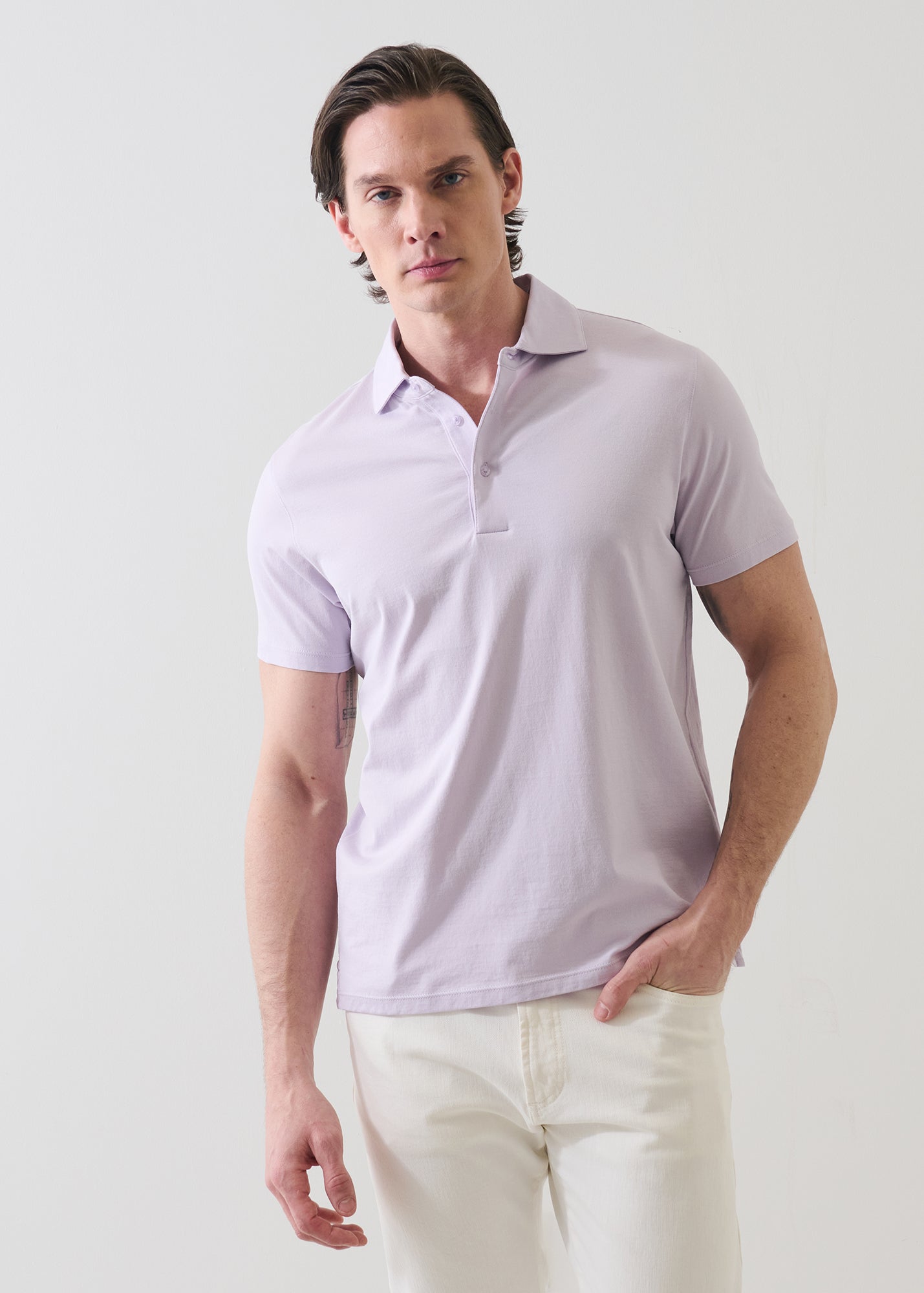 Mercerized Pima Cotton Button Polo - PATRICK ASSARAF